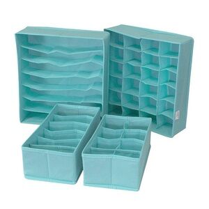 Fabric Drawer Organizers - 4 Piece Storage Set in Aqua